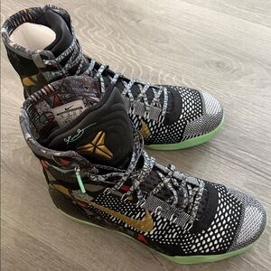 Multicolor High-Top Sneakers with Gold Accents